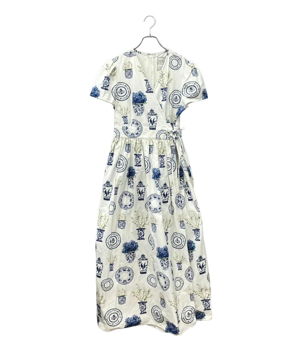 セブン テン バイ ミホカワヒト 半袖ワンピース ブルーアンドホワイトプリントドレス レディース SIZE M SEVEN TEN by MIHO KAWAHITO
