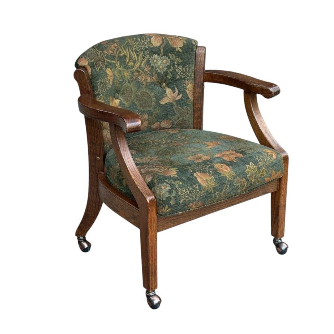 三越ブルージュ 木製 花柄 アームチェア 椅子 三越家具 ブルージュ 花柄 アームチェア キャスター付き - メルカリ