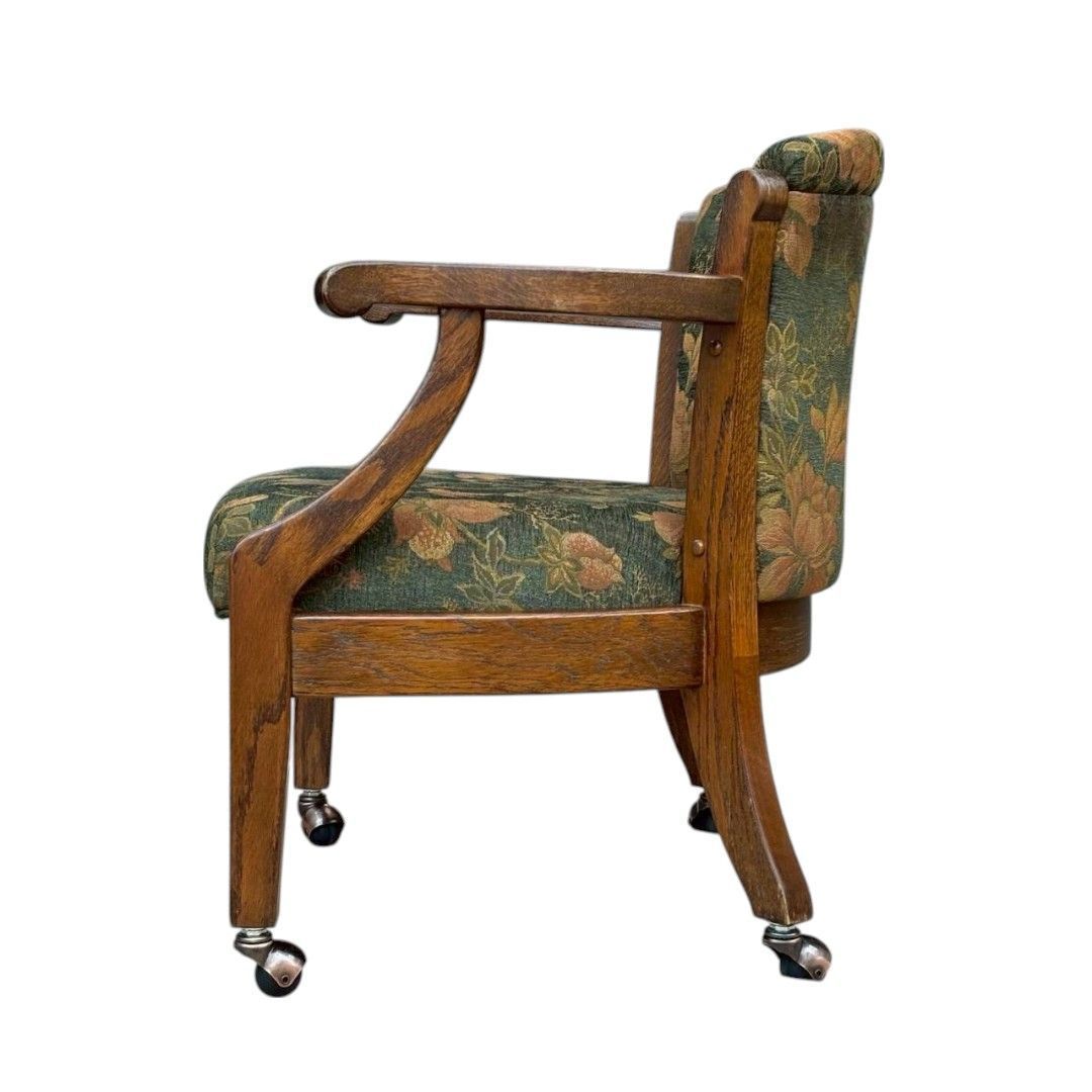 三越家具 ブルージュ アームチェア キャスター付 花柄 大型チェア 椅子 