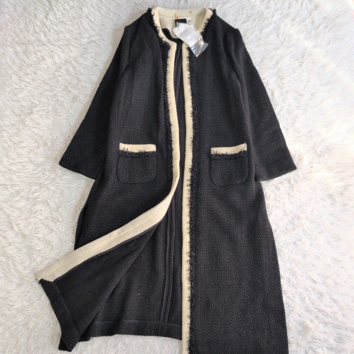 タグ付 ✨INGEBORGインゲボルグ ノーカラーツイードコート ロング