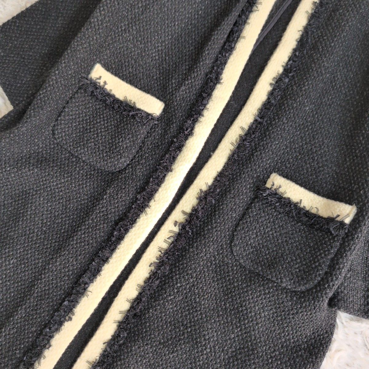 タグ付 ✨INGEBORGインゲボルグ ノーカラーツイードコート ロング