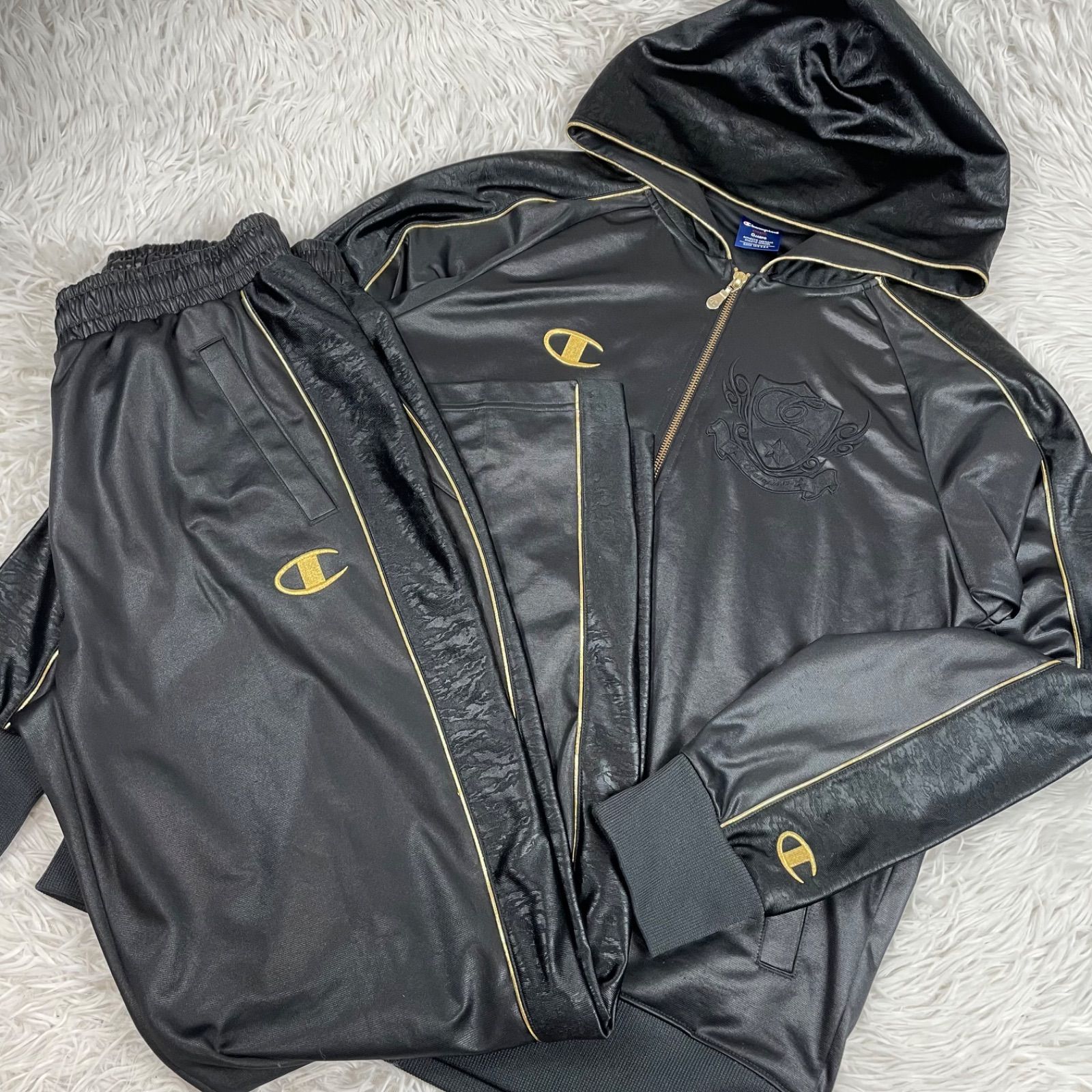 美品 Champion チャンピオン 魔裟斗モデル ジャージ 上下 黒金