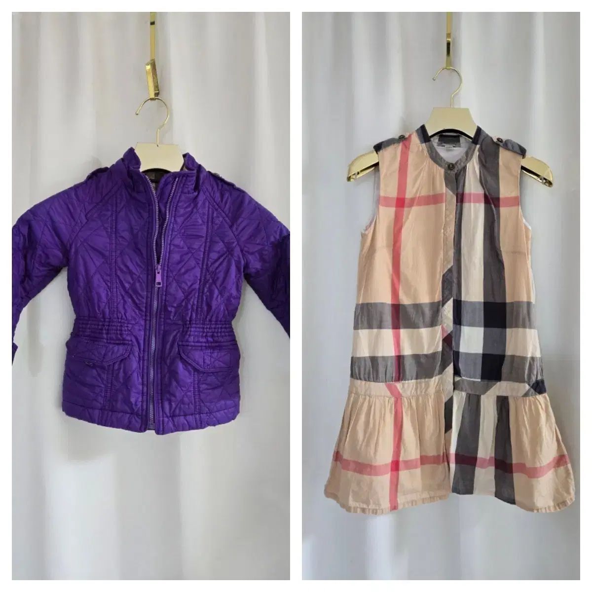 バーバリー キッズ キルティングジャケット チェック ワンピース
