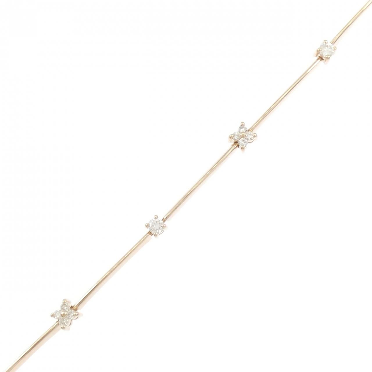 K18PG フラワー ダイヤモンド ブレスレット 0.22CT