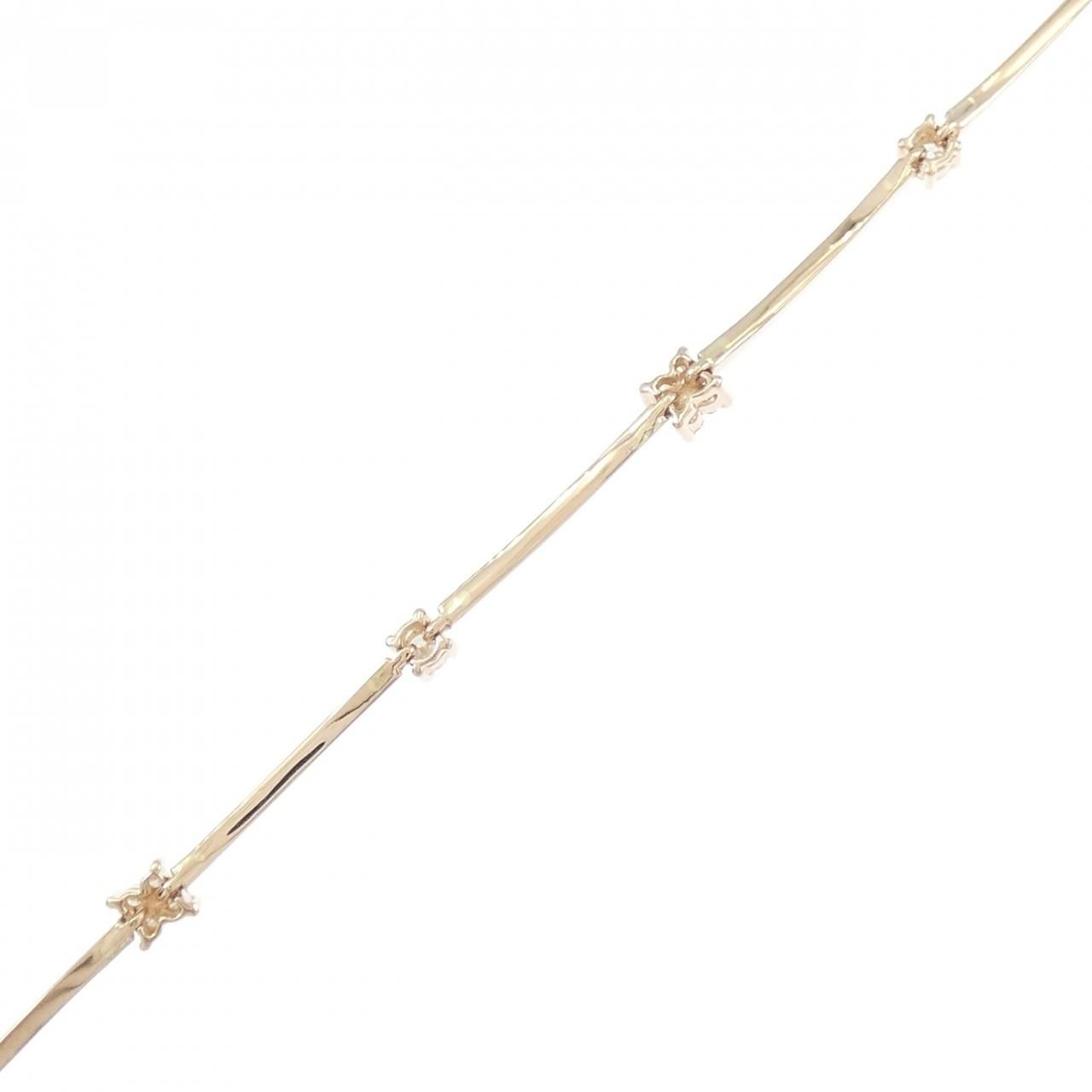K 18 PG フラワー ダイヤモンド ブレスレット 0.22 CT