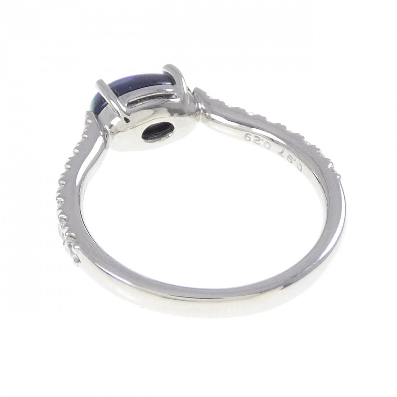  PT 900 ブラックオパール リング 0.97 CT リング 指輪 アクセサリー