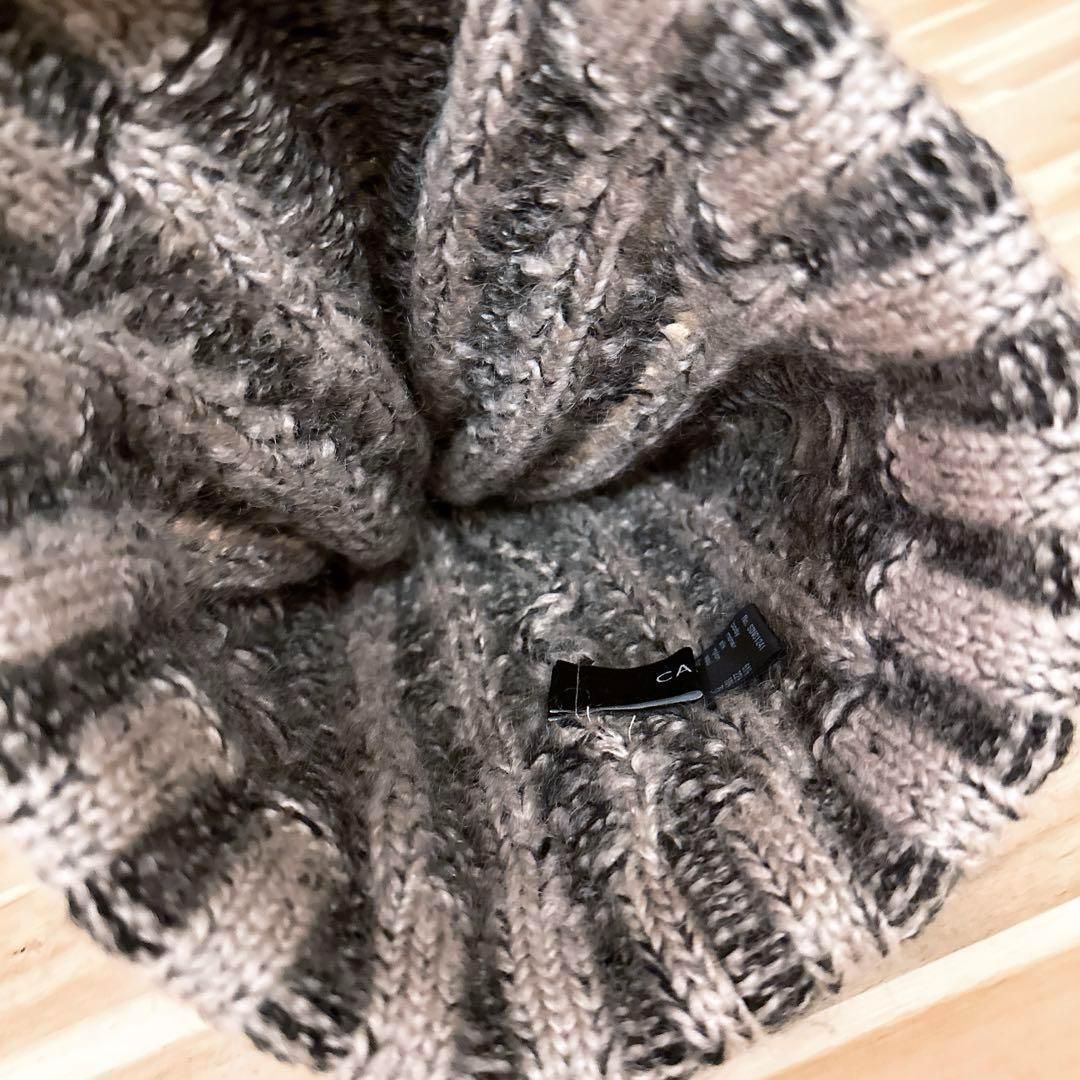  カシラ フォックス ファー ボンボン モヘヤ ウール ブレンド編み ニット帽 ニット帽 ビーニー 帽子