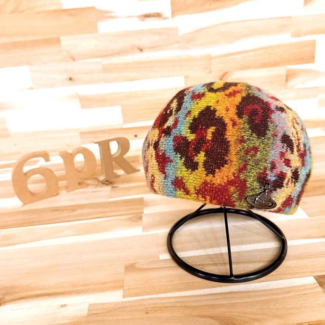 ヴィヴィアンウエストウッド アニマル レオパード ラメ ベレー帽 オーブ