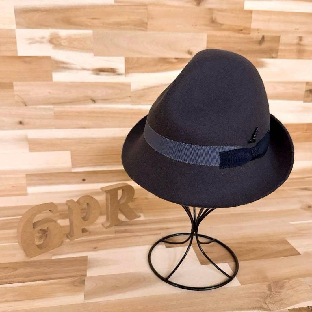 ミュールバウアー フェルト ウール 中折れハット メタル ロゴ グレージュ