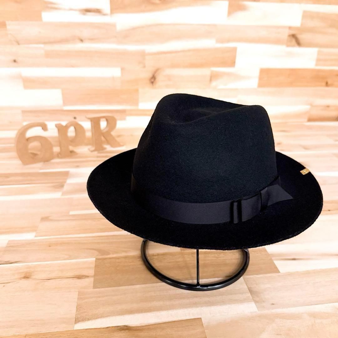 カシラ ミニマル アンティーク メタル ロゴ ハット 男女兼用ユニセックス 黒ブラック