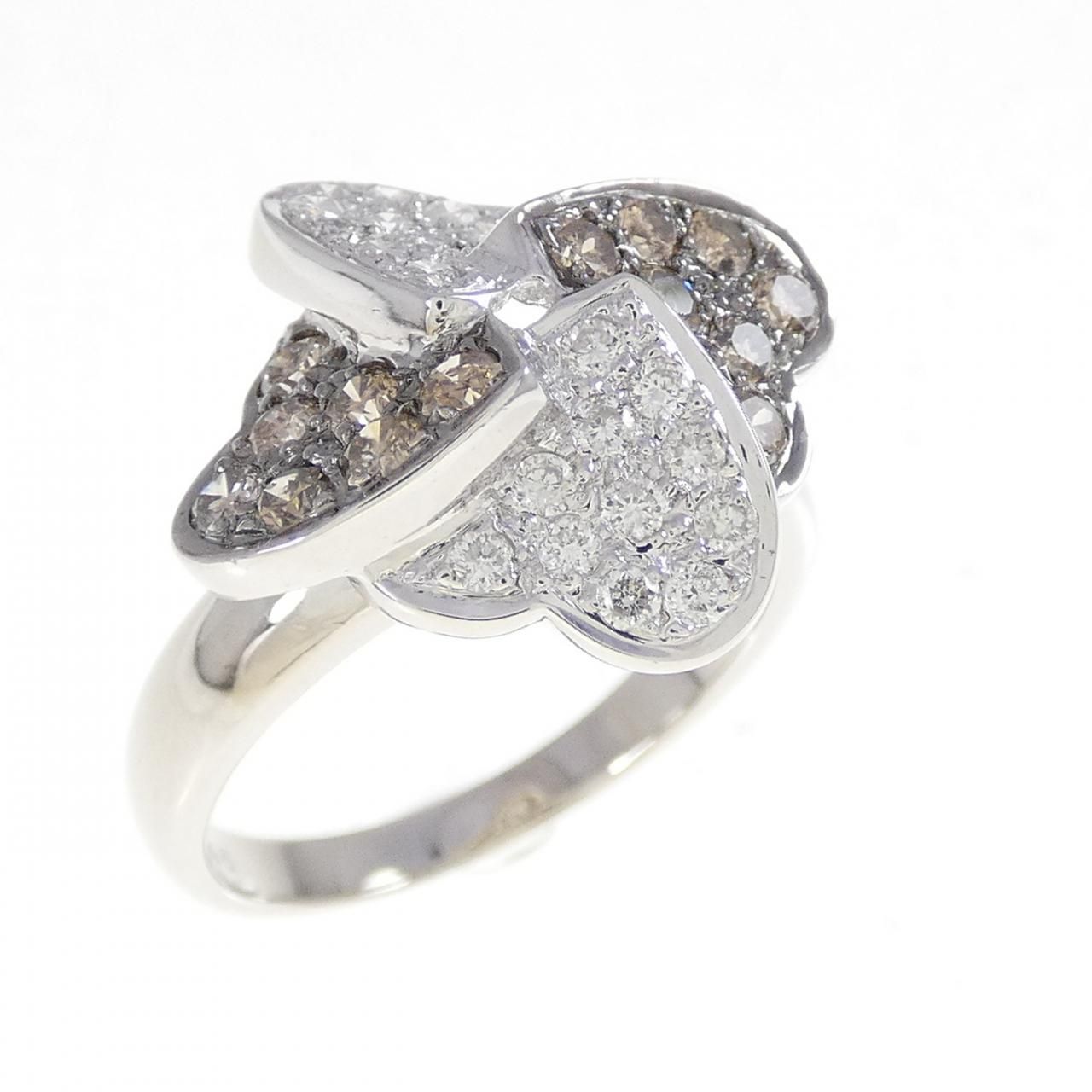 K18WG K18BG ハート ダイヤモンド リング 0.28CT