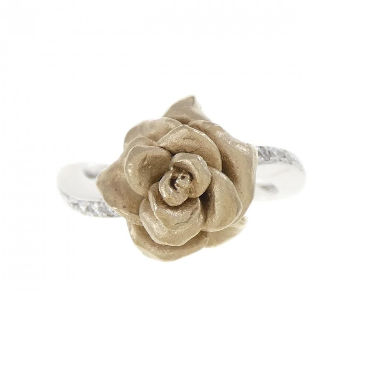 K 18 WG YG ローズ ダイヤモンド リング 0.08 CT