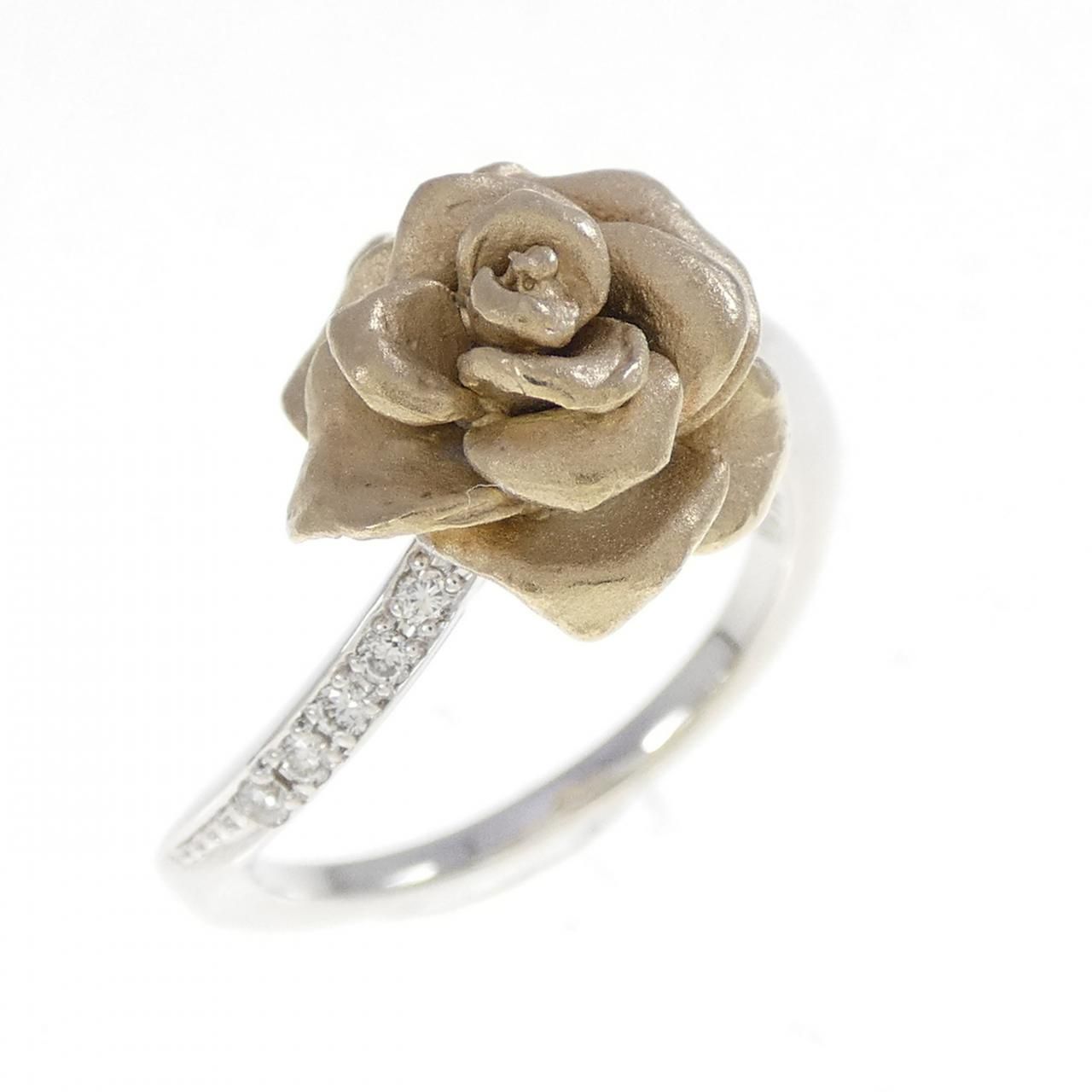 K18WG K18YG ローズ ダイヤモンド リング 0.08CT