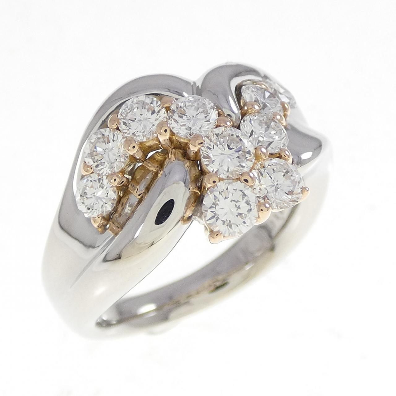 PT950 K18PG ダイヤモンド リング 1.03CT