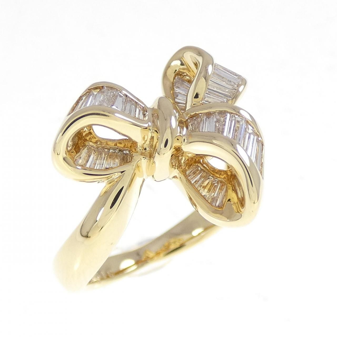 K18YG リボン ダイヤモンド リング 0.40CT