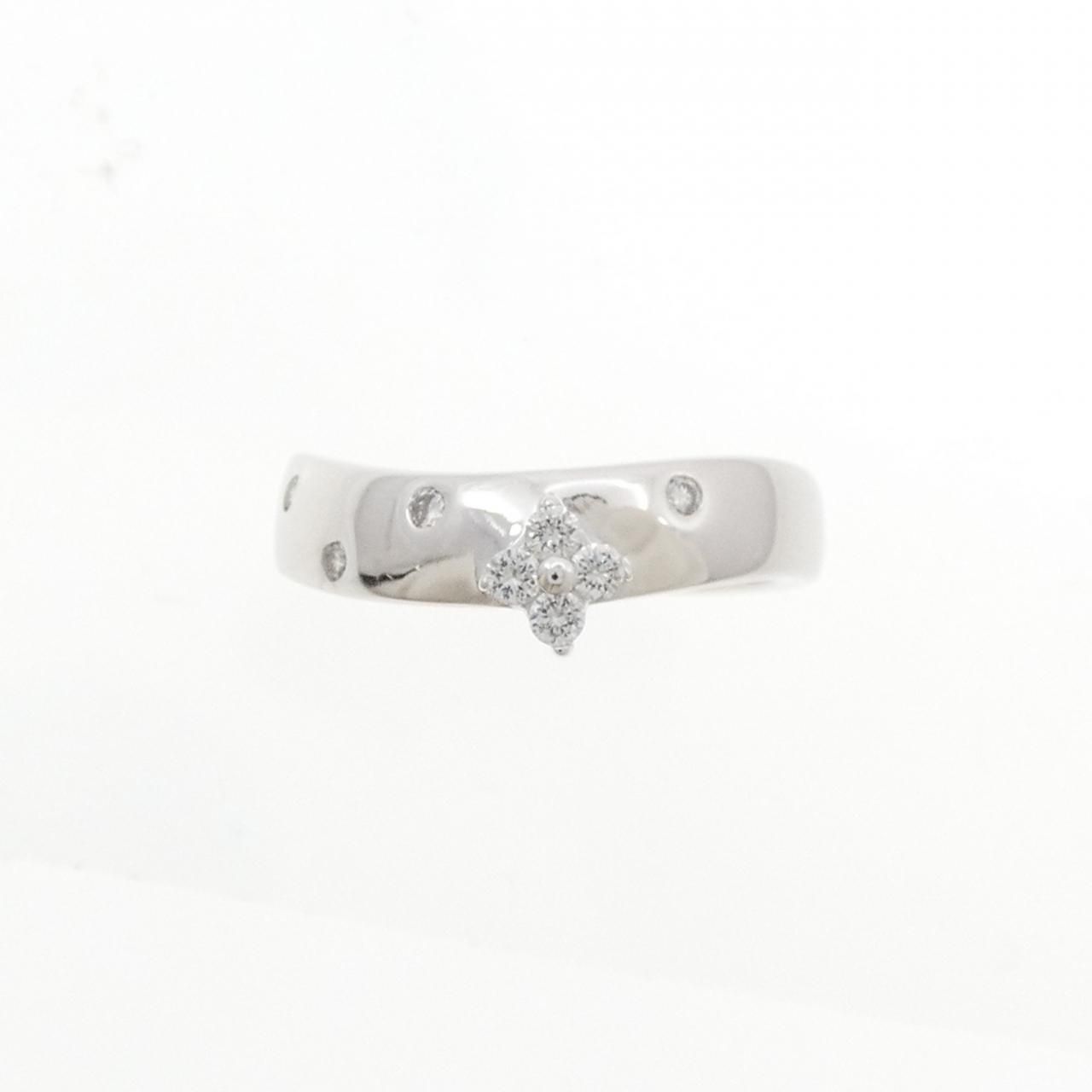 K 18 WG フラワー ダイヤモンド ピンキー リング