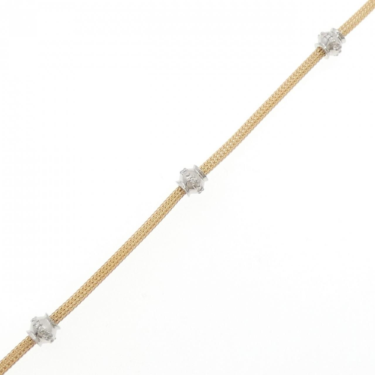 K 18 YG PT 900 ダイヤモンド ブレスレット 0.09 CT