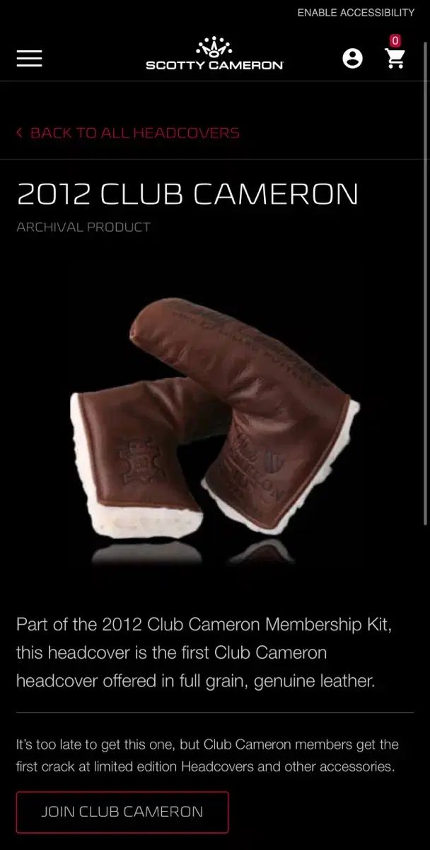 スコッティ キャメロン 2012 クラブ カメロン 10周年 パターカバー 新商品 その他 ラウンド用品 アクセサリー