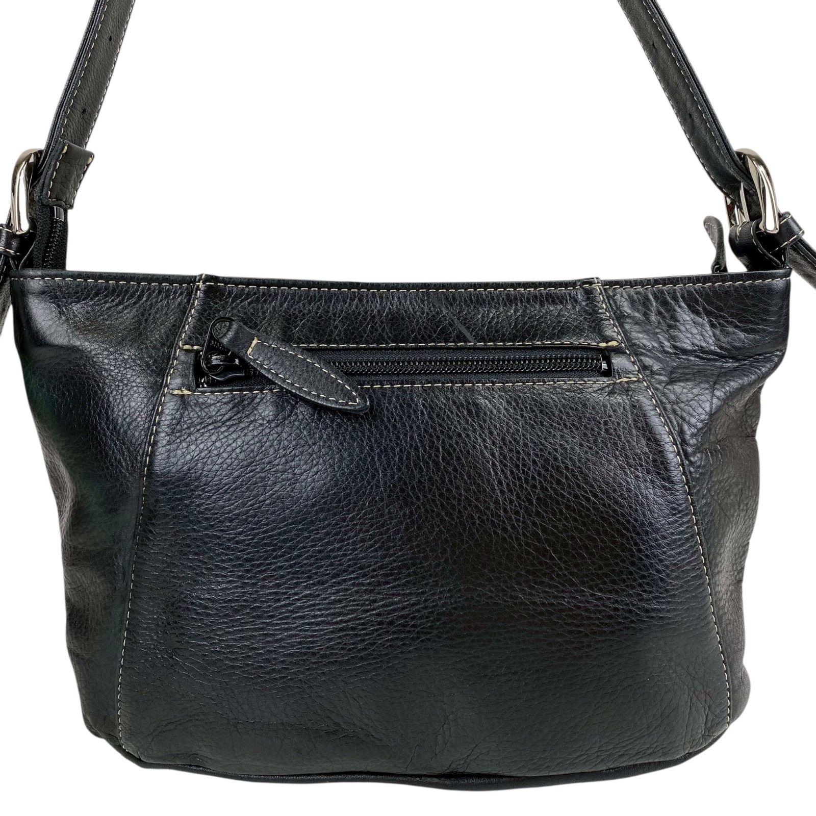 B4142】 Kitamura キタムラ ショルダーバッグ レザー ブラック 斜め