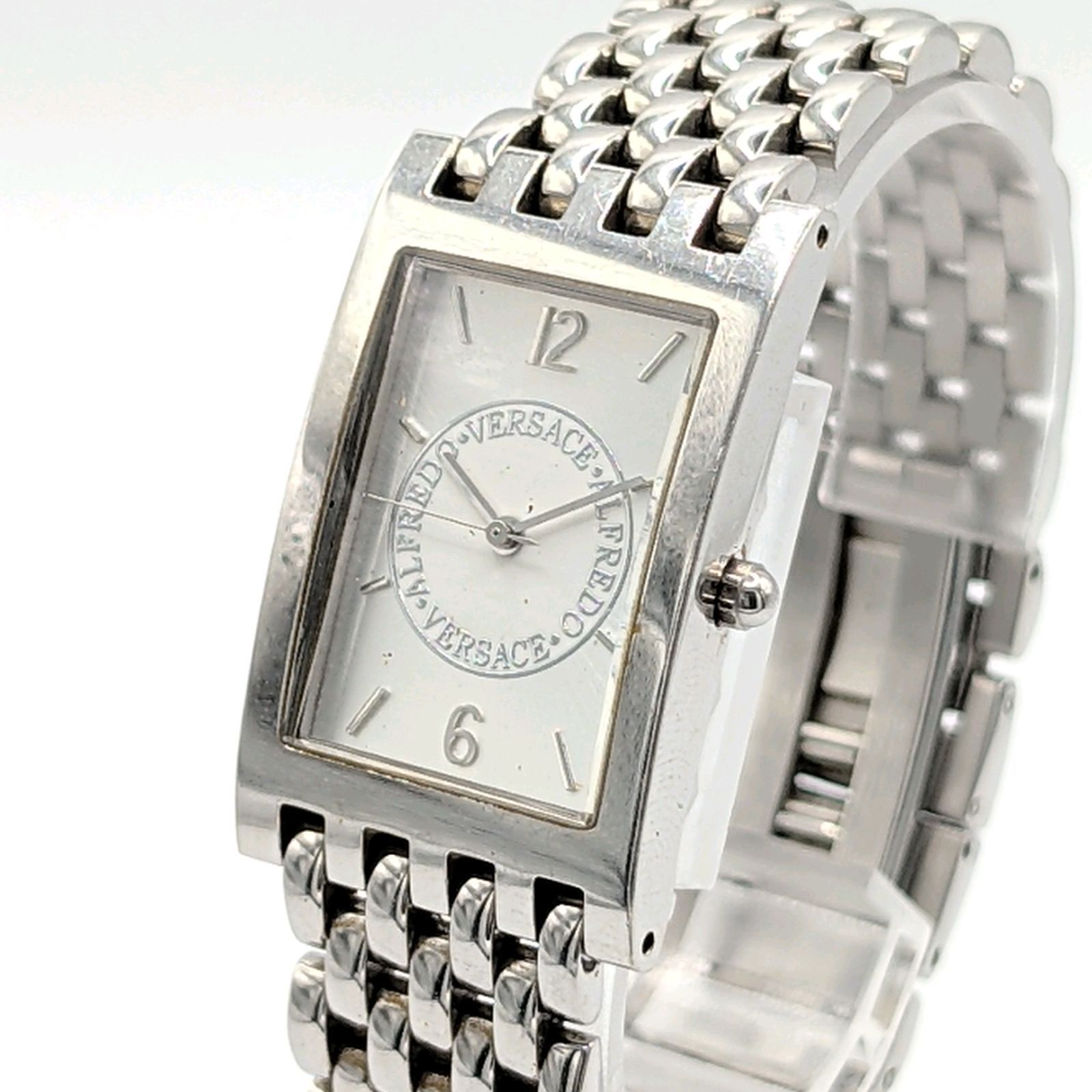 ALFREDO VERSACE Watch Men's Quartz Square silver Y2K 00S Vintage