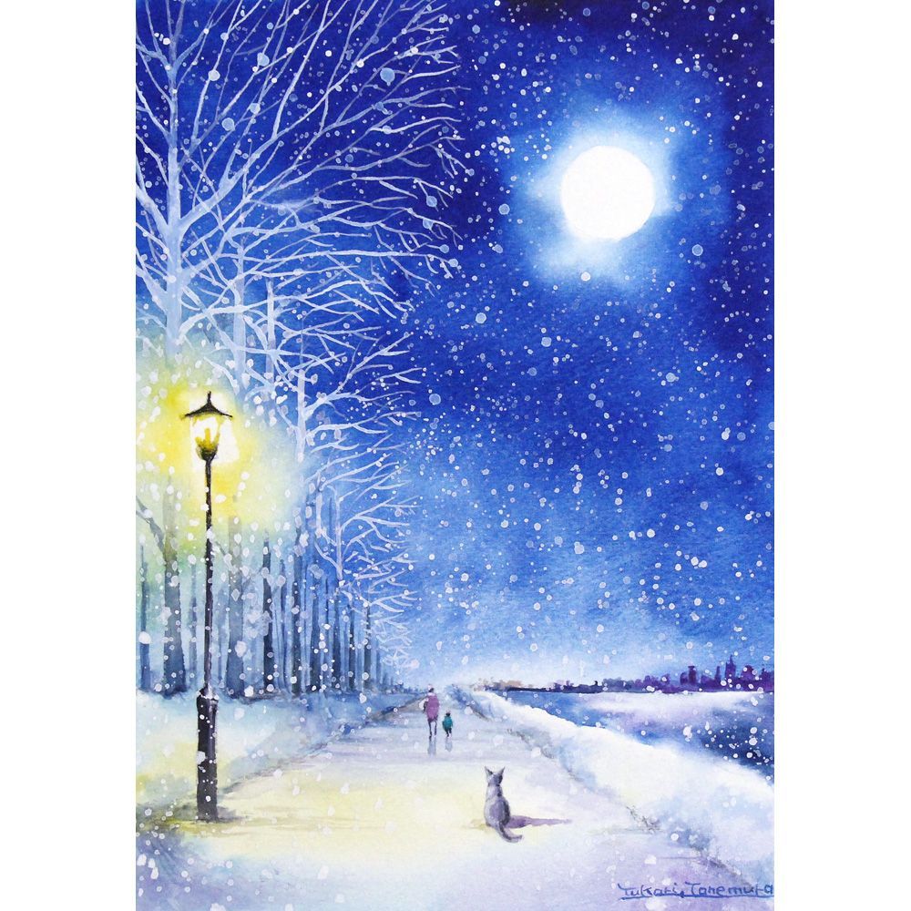 RUKURUKUさま専用（原画）月雪の道【SMサイズ／水彩画／#2827】 - メルカリ
