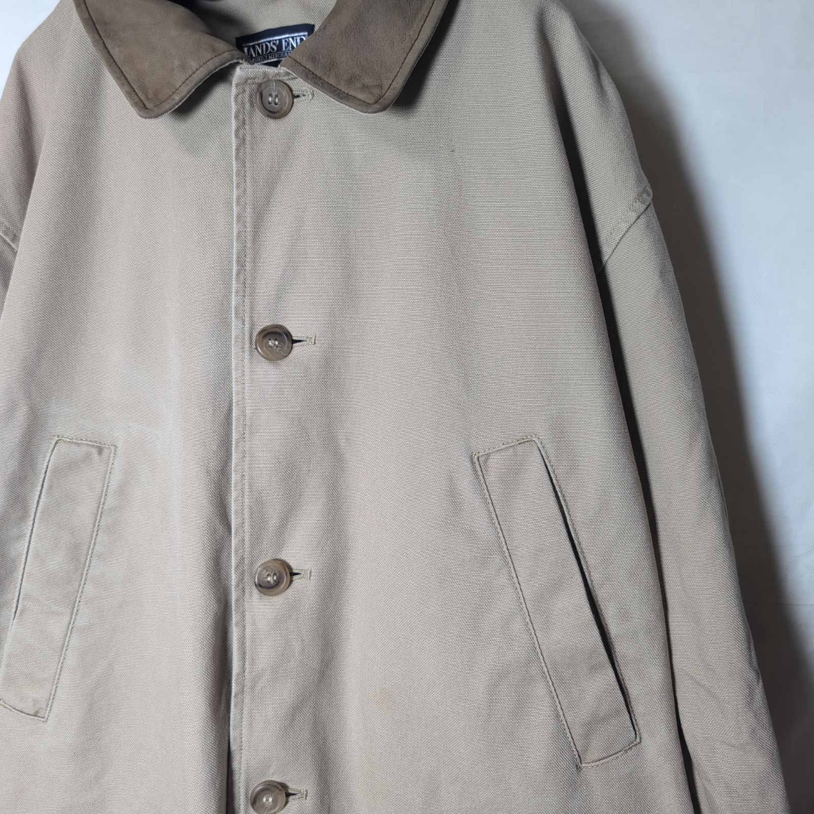 LANDS' END/ランズエンド】襟レザー ダック地 ハンティング ジャケット
