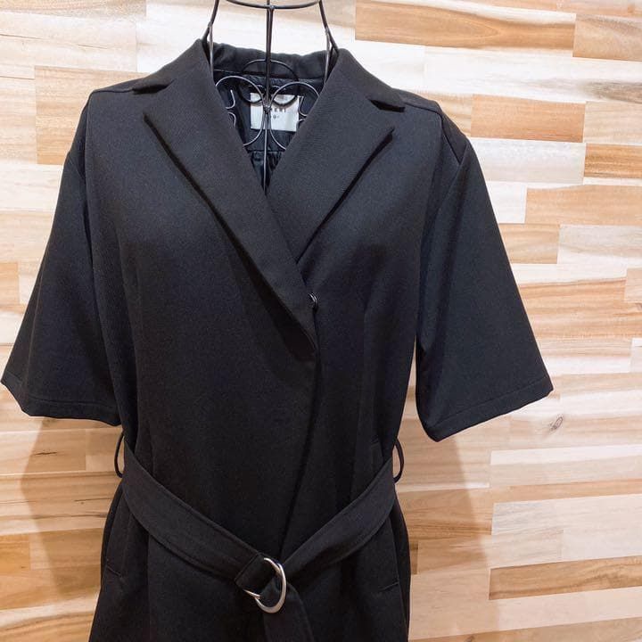 アメリ テーラード オールインワン ハーフパンツ ベルト付 M黒ブラック