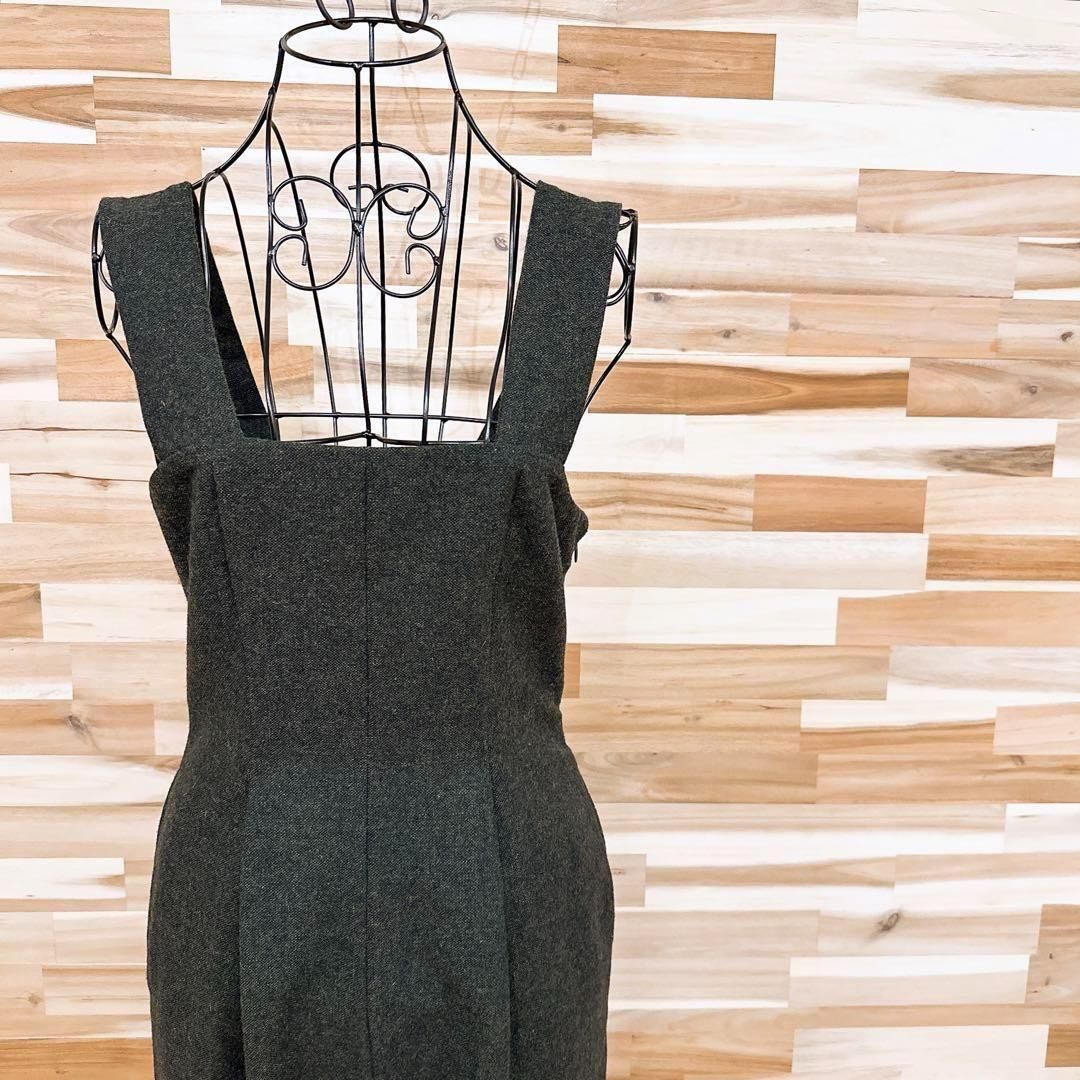 クラネ ウール ブレンド ツイード オールインワン サロペット カーキ