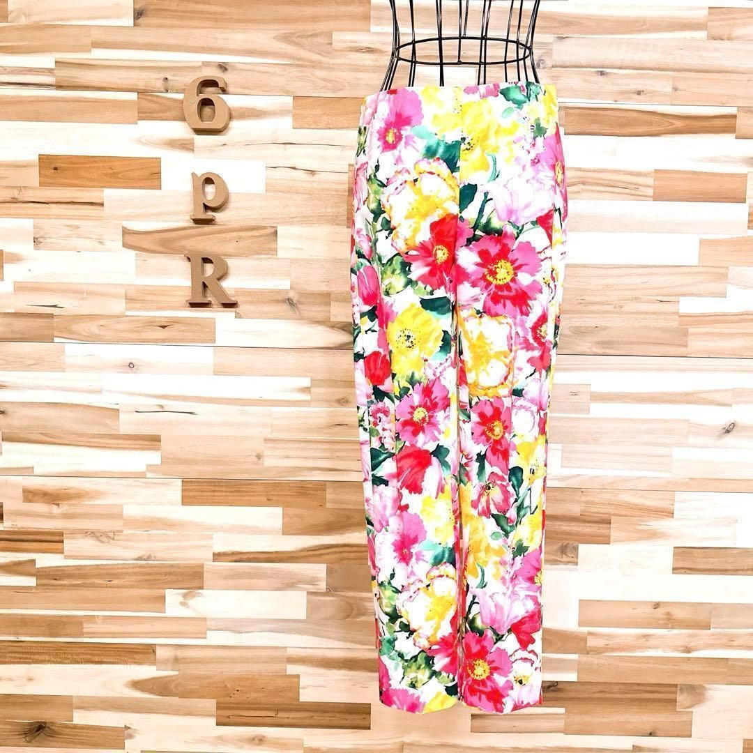 ポロラルフローレン 花柄 総柄 フラワー プリント ロング パンツ ピンク×白