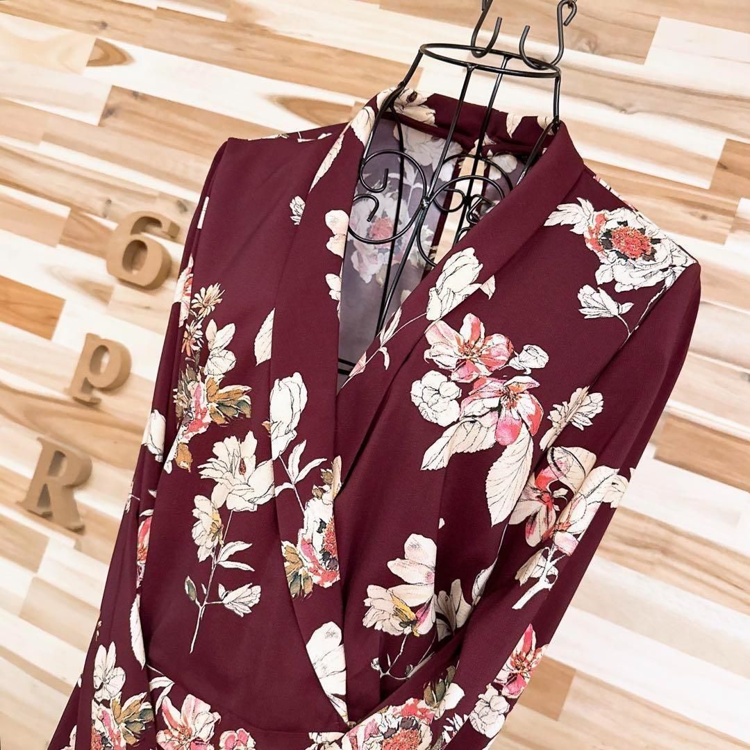 ザラ Vネック フローラル フラワー サロペット オールインワン 花柄 M 紫