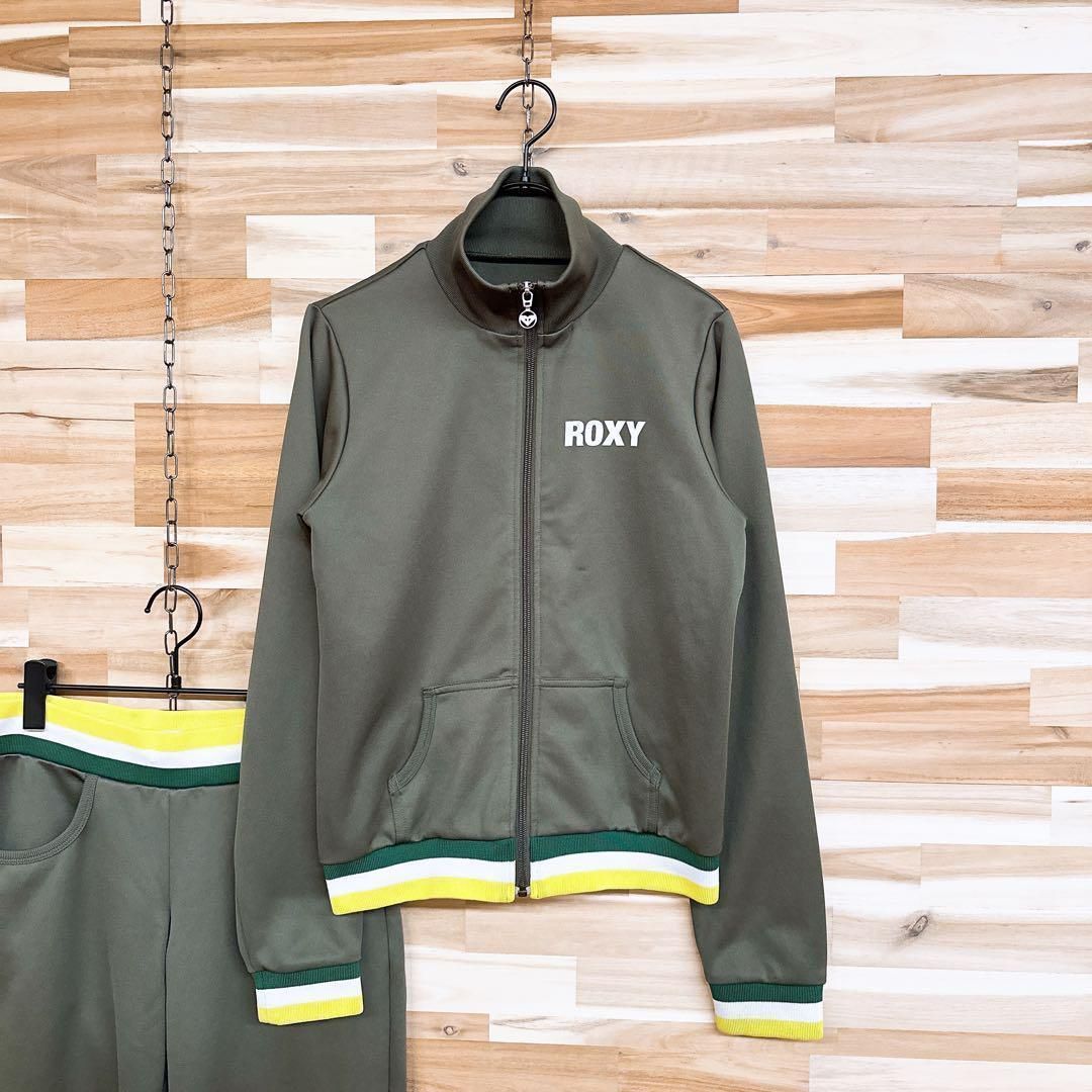 ロキシー ジャージ パンツ 上下セットアップ トレーニング M カーキ 白