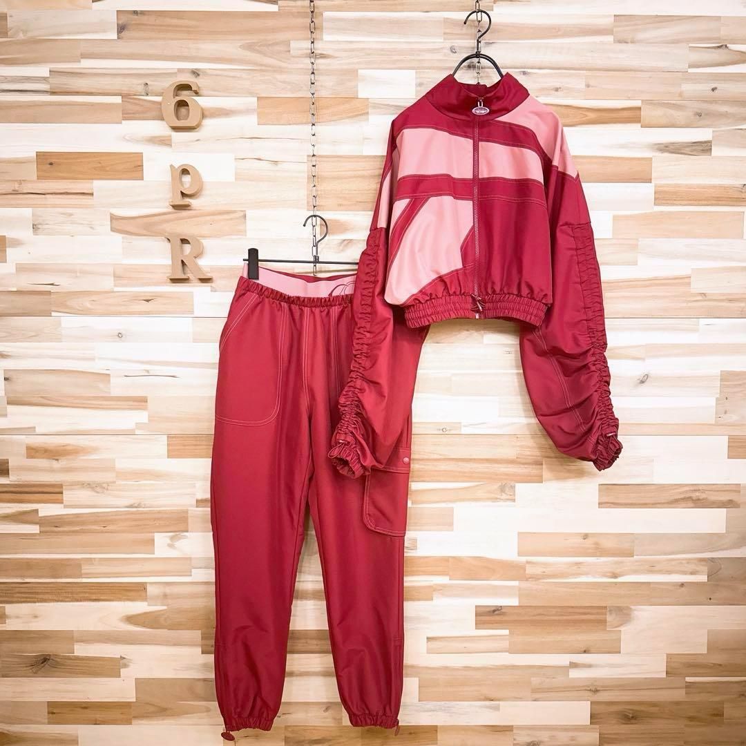 稀少 リーボック×カーディビー コラボ 上下 セットアップ L 赤×ピンク