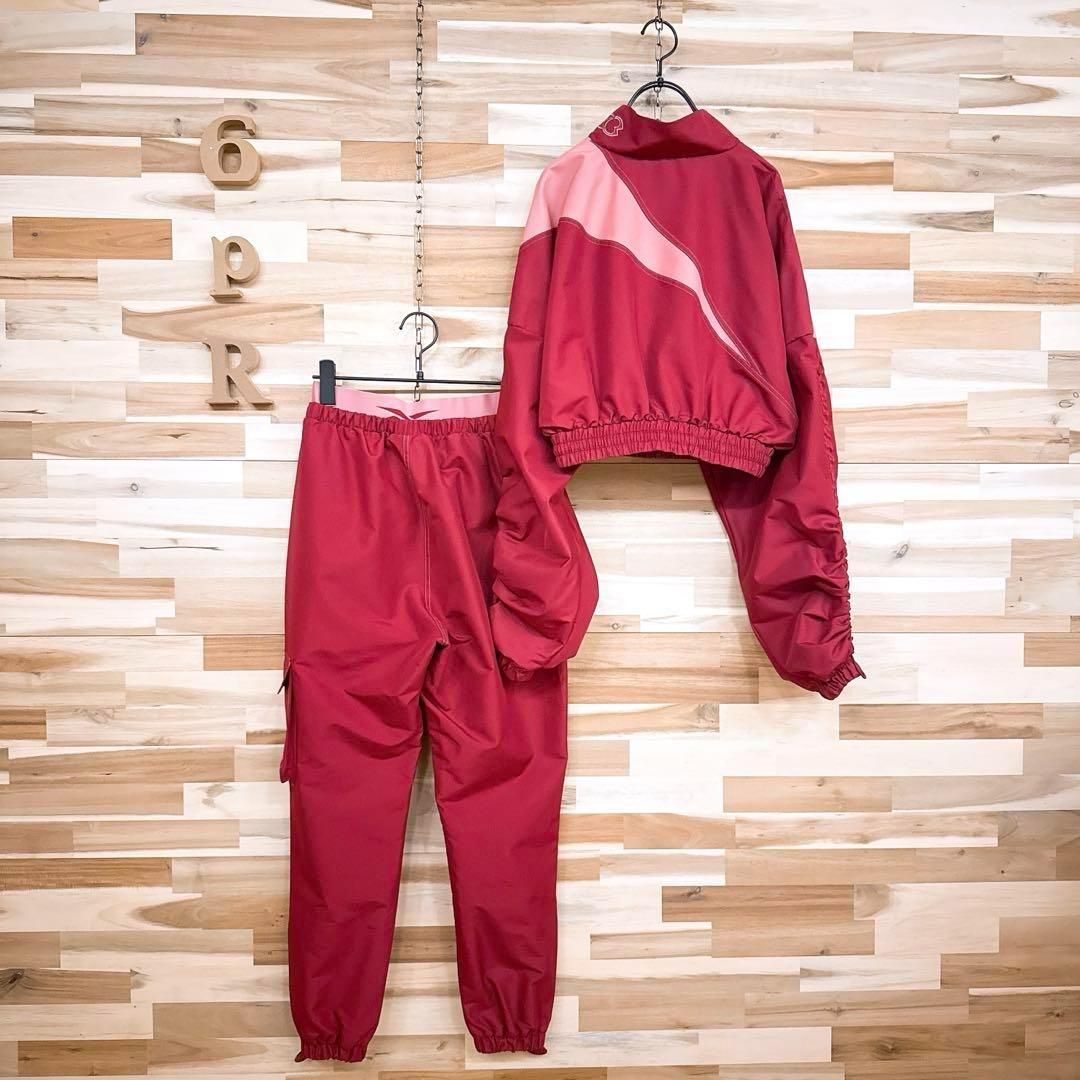 稀少 リーボック×カーディビー コラボ 上下 セットアップ L 赤×ピンク