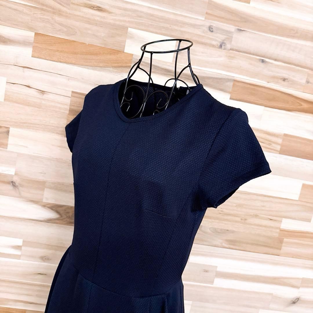 ザラ リラックス オールインワン ジャンプスーツ 半袖 サッカー素材 S 紺