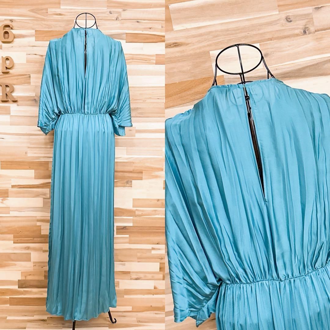 未使用【ザラ】ドレープ プリーツ ロング オールインワン ドレス M緑  