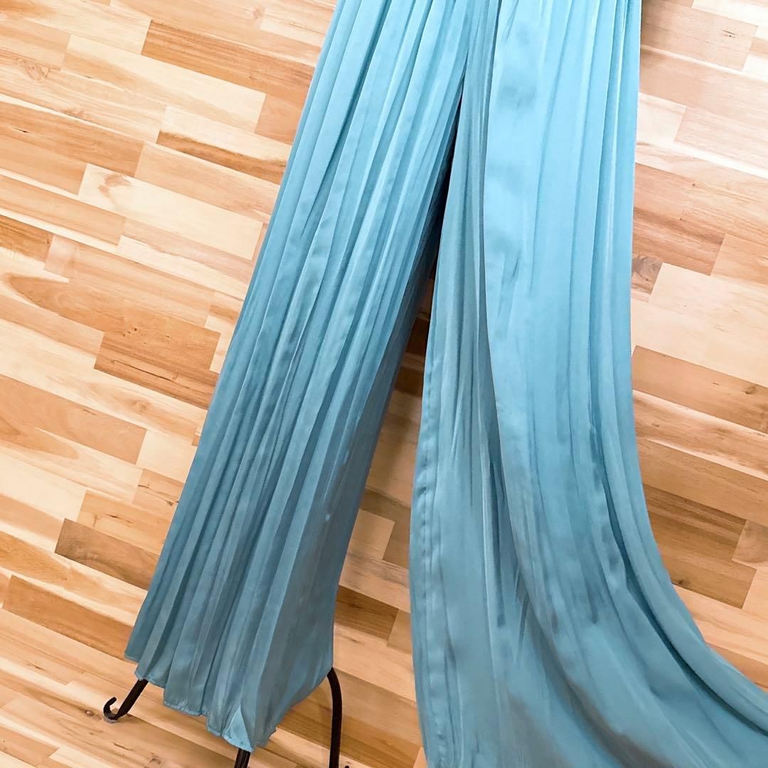 未使用【ザラ】ドレープ プリーツ ロング オールインワン ドレス M緑  