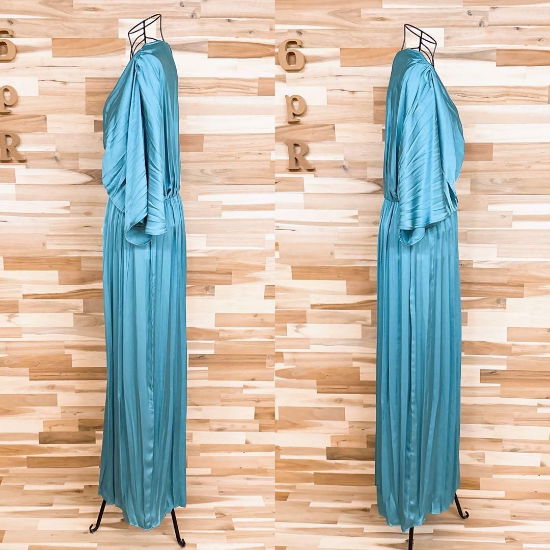 未使用【ザラ】ドレープ プリーツ ロング オールインワン ドレス M緑  