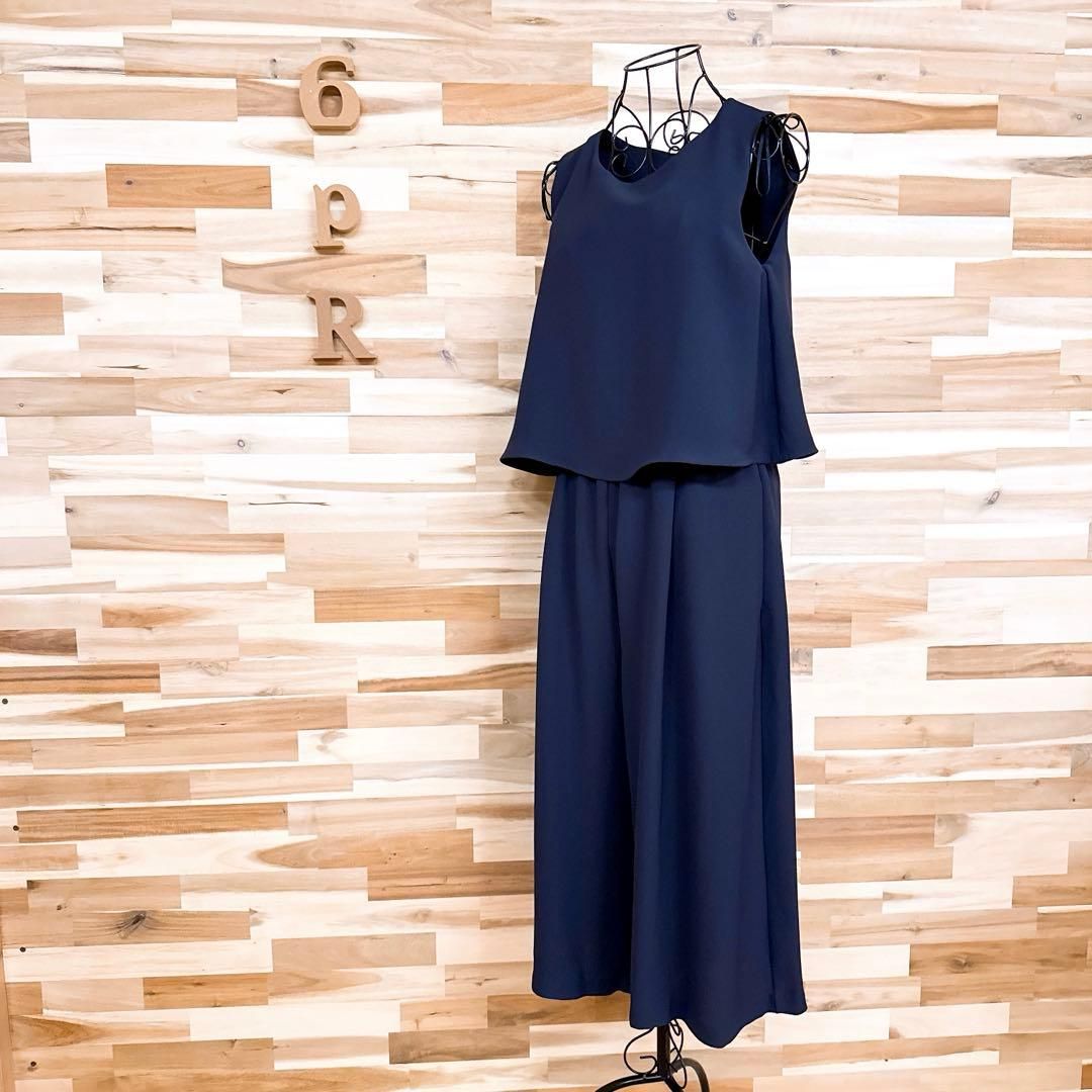 ザラ ノースリーブ オールインワン ワイドパンツ シンプル M 紺ネイビー サロペット オーバーオール オールインワン レディース