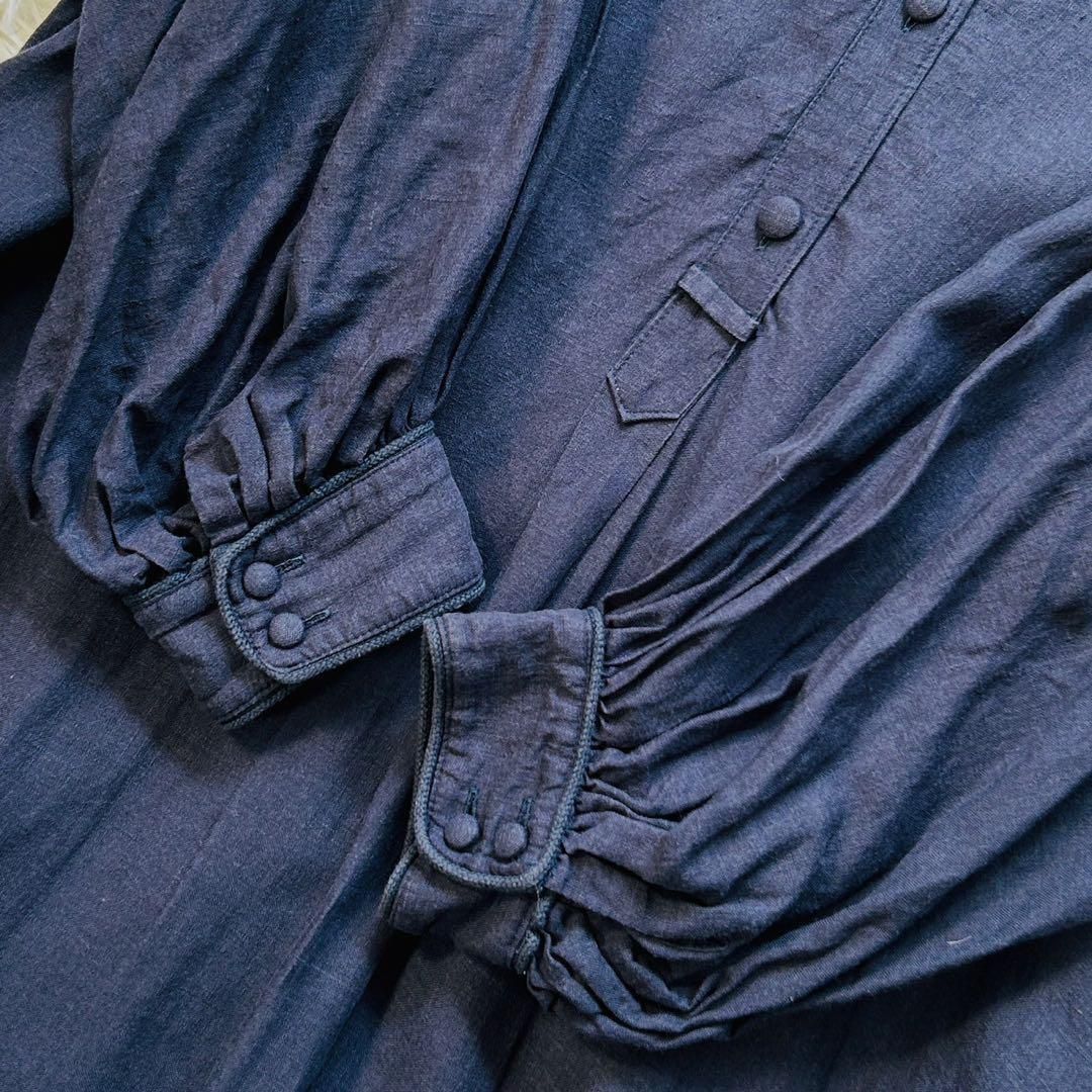 美品 Pale Jute ペールジュート リネンワンピース ロング ラピスブルー