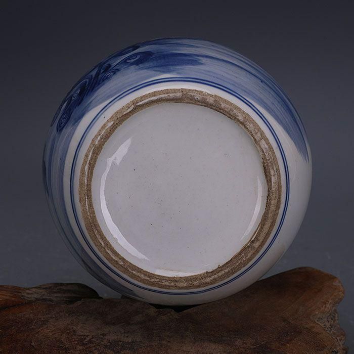 中国美術 手描き鯖牡丹紋蓋缶茶壺 茶道具 陶磁器 工芸品 美術品 置物