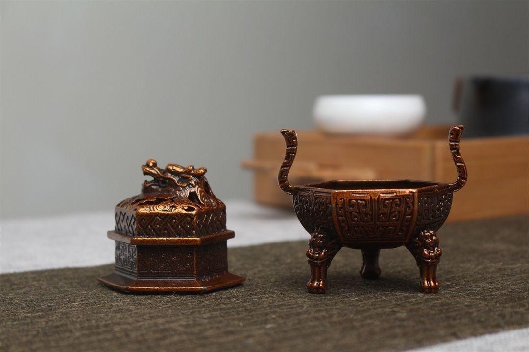 銅器 香炉 神獣香炉 香道具 茶道具 工芸品 置物 Amazon｜香炉 仏壇用 神獣狻猊 仏壇用香炉 香炉皿 渦巻き線香 獅子香炉