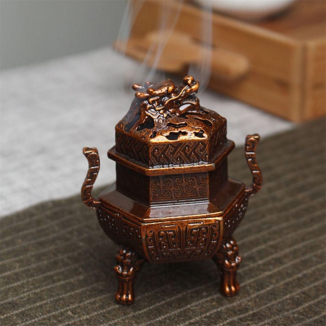 銅器 香炉 神獣香炉 香道具 茶道具 工芸品 置物 Amazon｜香炉 仏壇用 神獣狻猊 仏壇用香炉 香炉皿 渦巻き線香 獅子香炉