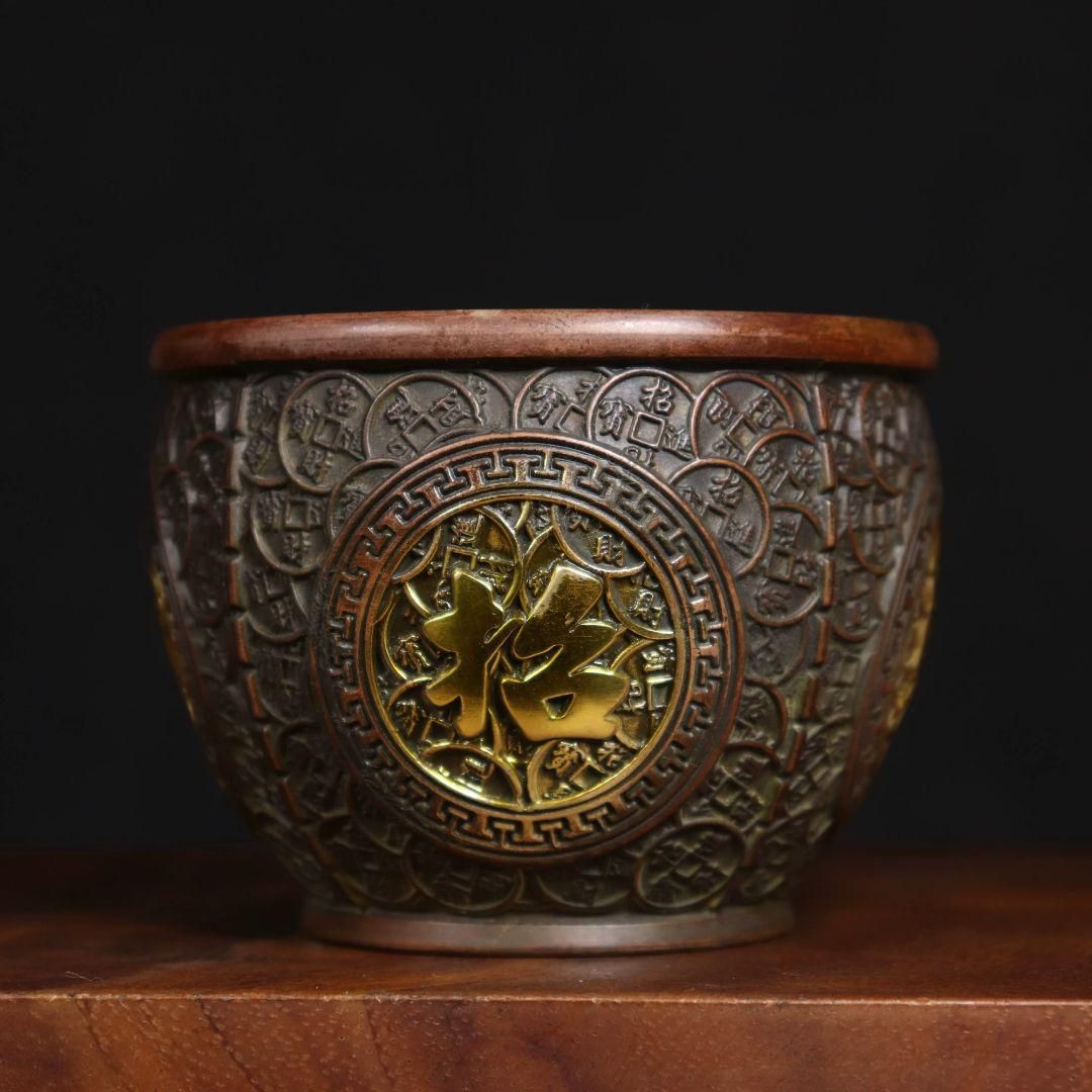 銅器 招財進宝壺 聚宝盆 開運 風水 招財 置物 工芸品 装飾品 - メルカリ