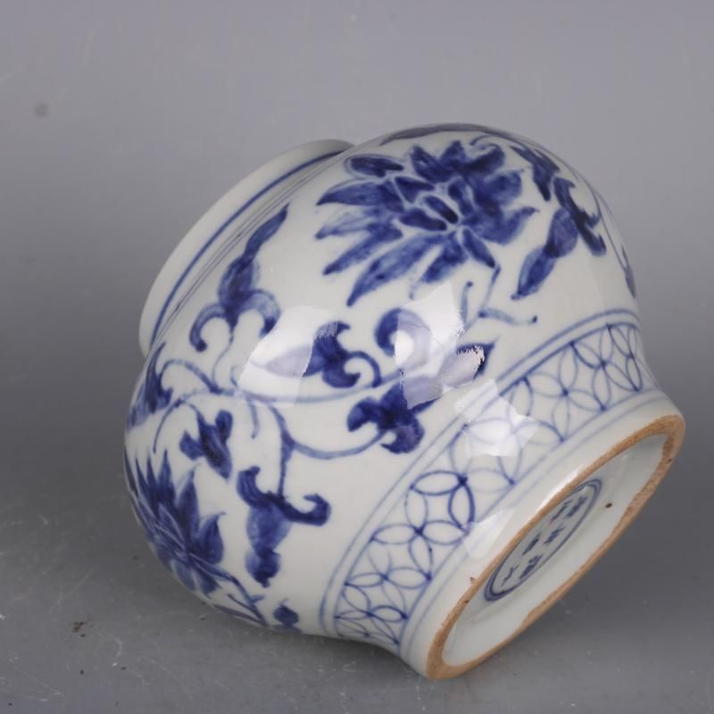 清光緒青花纏枝蓮紋壺 景徳鎮 陶磁器 装飾品 現代工芸品 美術品 置物