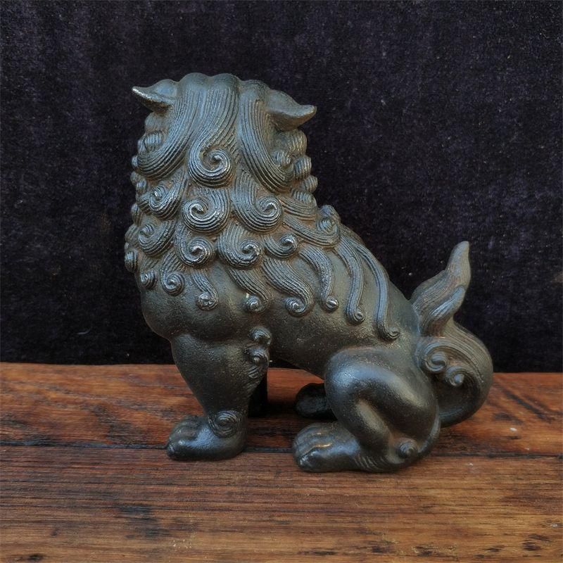 鉄器 獅子 一対瑞獣 応接間 書斎茶舎 鎮宅 辟邪 開運風水 招財 置物