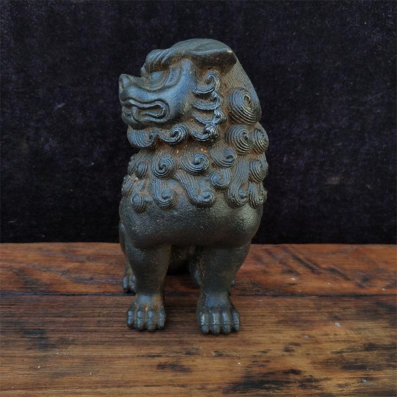 鉄器 獅子 一対瑞獣 応接間 書斎茶舎 鎮宅 辟邪 開運風水 招財 置物