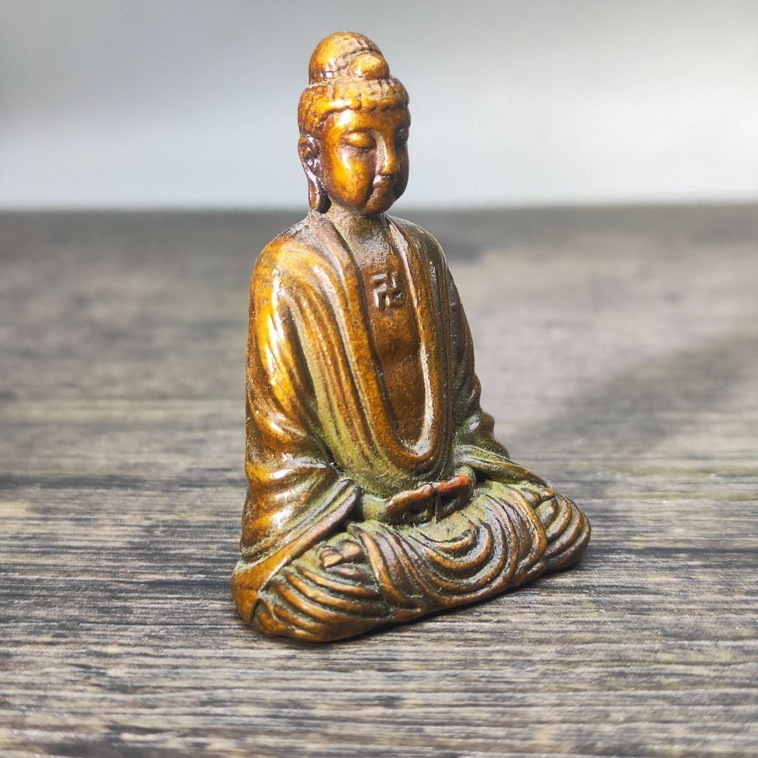 仏教美術 銅像 仏像 釈迦牟尼仏坐像 小仏像 銅製 銅器 - メルカリ