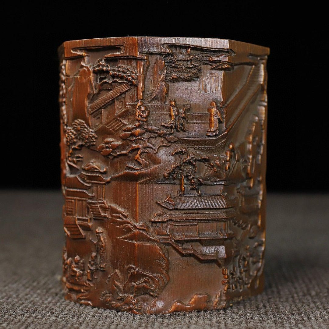 竹 彫刻 亭台楼閣筆箱 書道具 文房具 現代工芸品 美術品 置物 竹 彫刻 亭台楼閣筆箱 書道具 文房具 現代工芸品 美術品 置物 - メルカリ