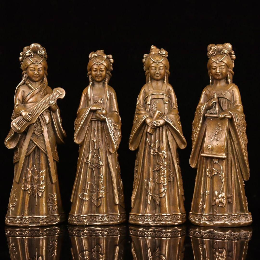 銅器 銅像 琴棋書画仕女銅像 芸術品 書斎 玄関 客間 装飾品 工芸品