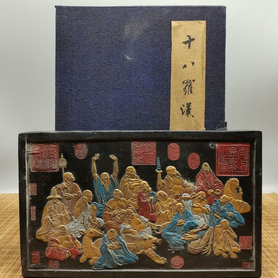 黒墨塊 墨条 十八羅漢 書道具 文房具 工芸品 美術品 置物 - メルカリ